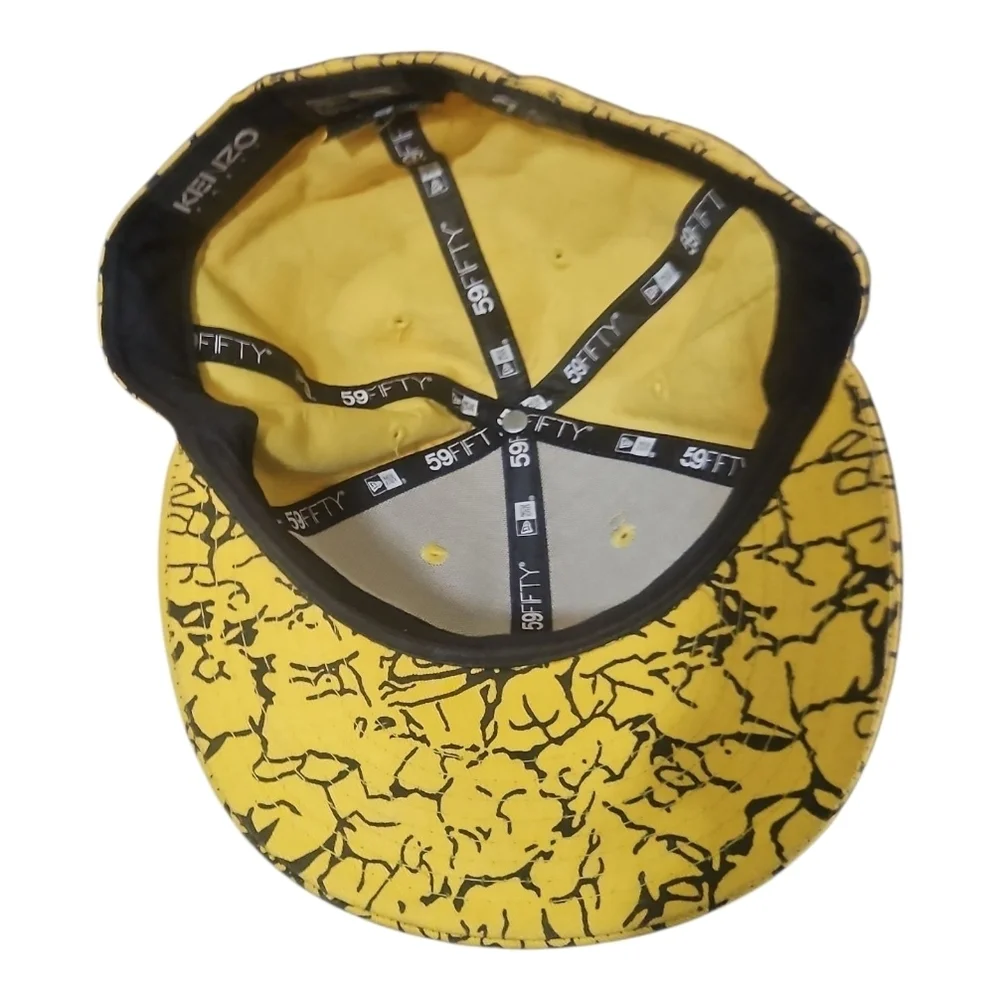 KENZO X NEW ERA | 59FIFTY Yellow/Black Marble Print Green Logo Fitted Hat 7 1/2